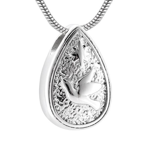 Cremation Necklace - Dove Peace Teardrop Cremation Urn Necklace