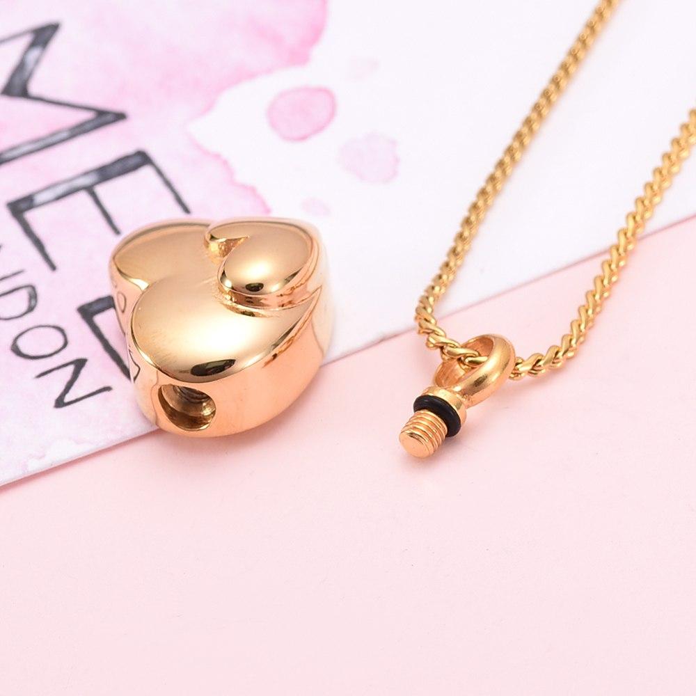Cremation Necklace - Dual Heart Shaped Cremation Urn Necklace