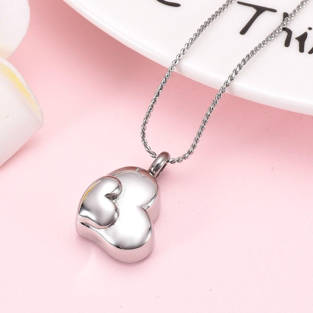 Cremation Necklace - Dual Heart Shaped Cremation Urn Necklace