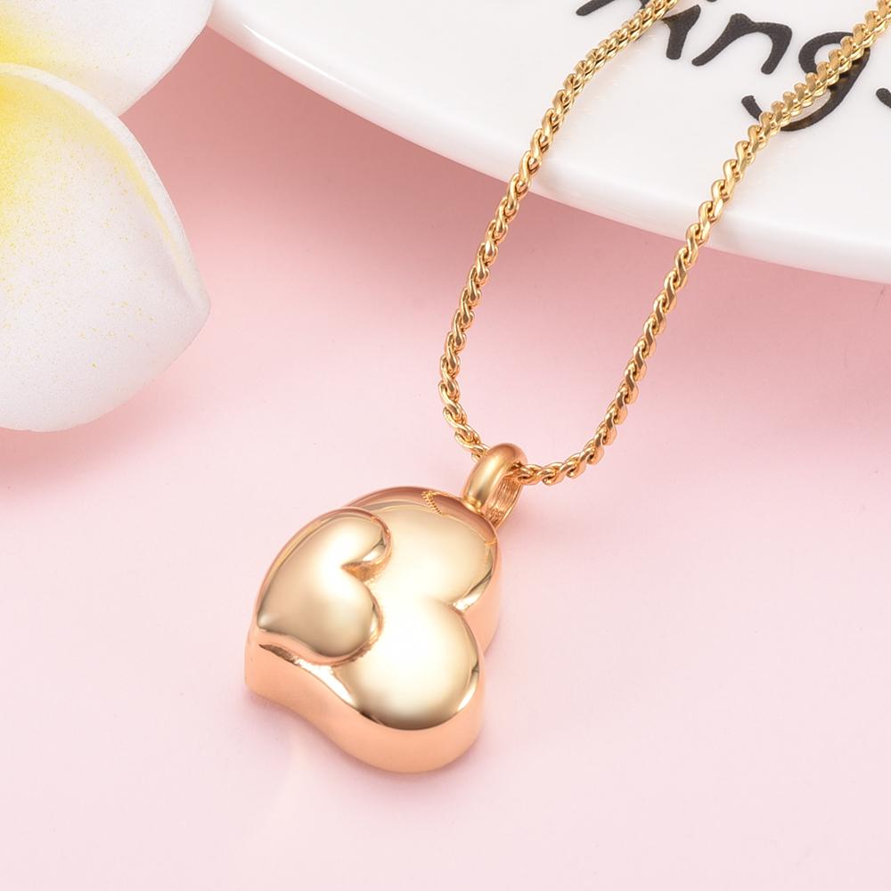 Cremation Necklace - Dual Heart Shaped Cremation Urn Necklace