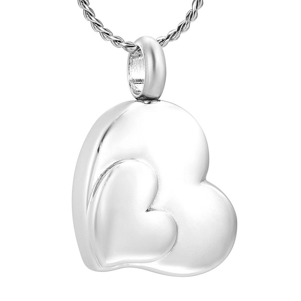 Cremation Necklace - Dual Heart Shaped Cremation Urn Necklace
