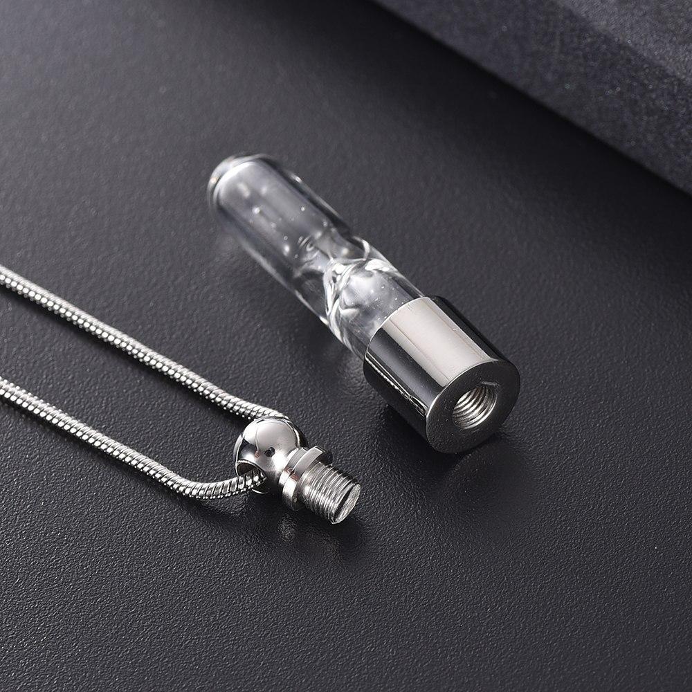 Cremation Necklace - Eternal Hourglass Glass Cremation Urn Necklace