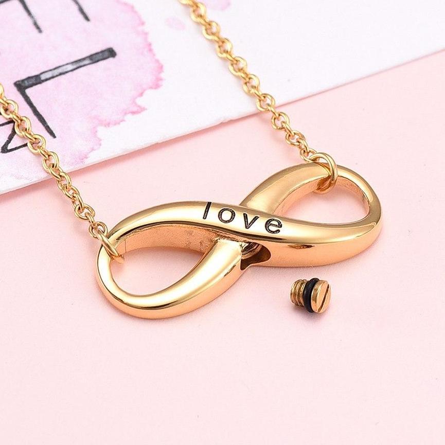 Cremation Necklace - Forever Love Infinity Shaped Cremation Urn Necklace