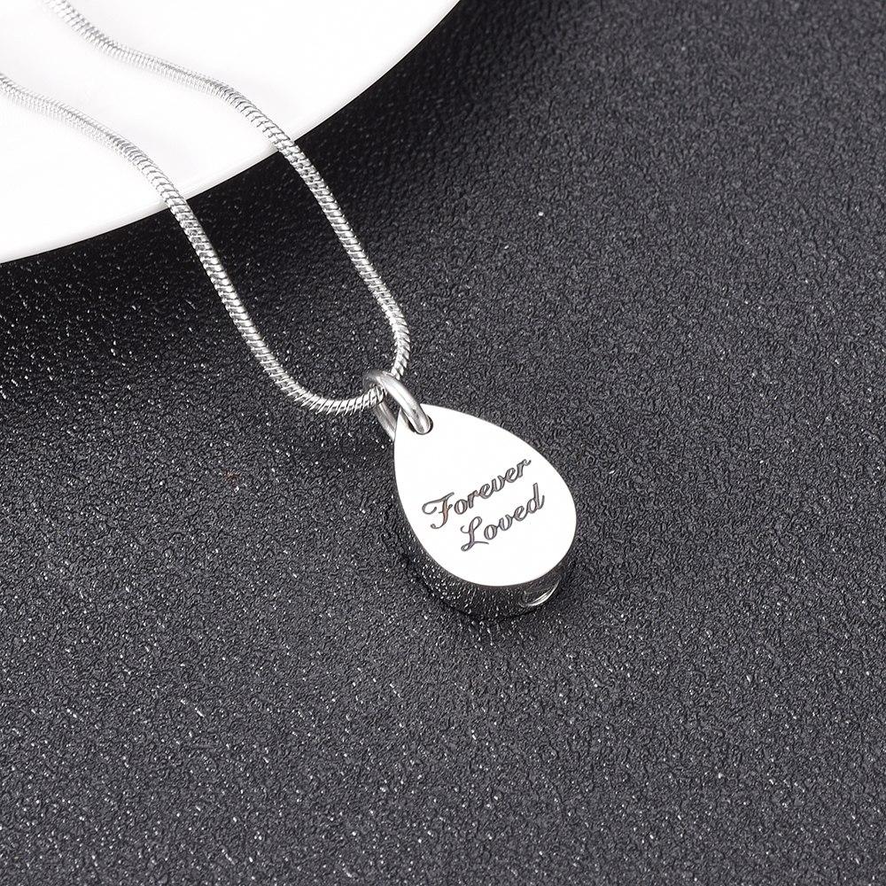 Cremation Necklace - "Forever Loved" Teardrop Cremation Urn Necklace