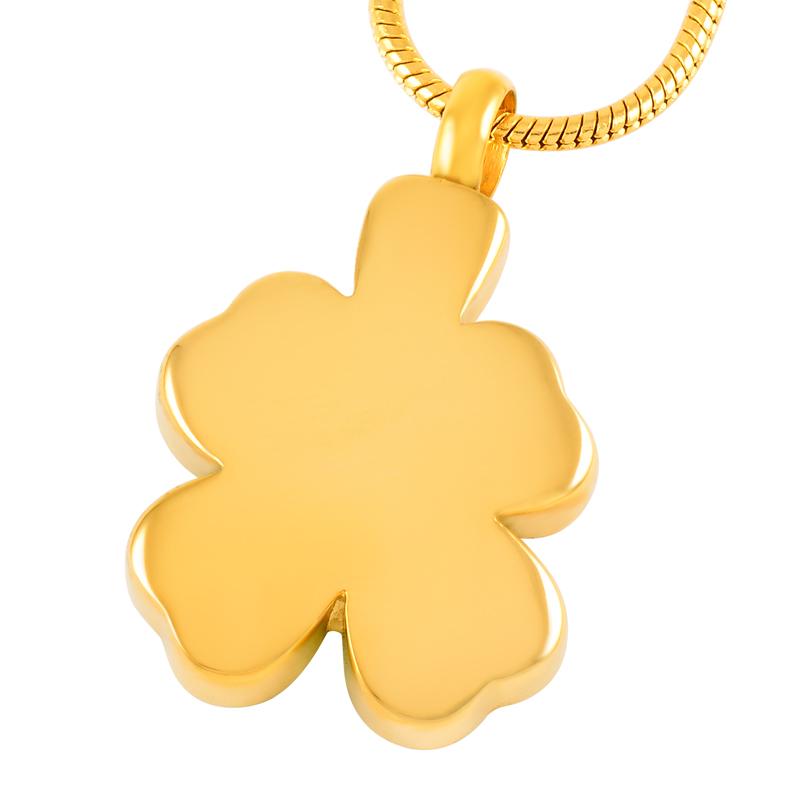 Cremation Necklace - Four Leaf Clover Cremation Urn Necklace With Rhinestones