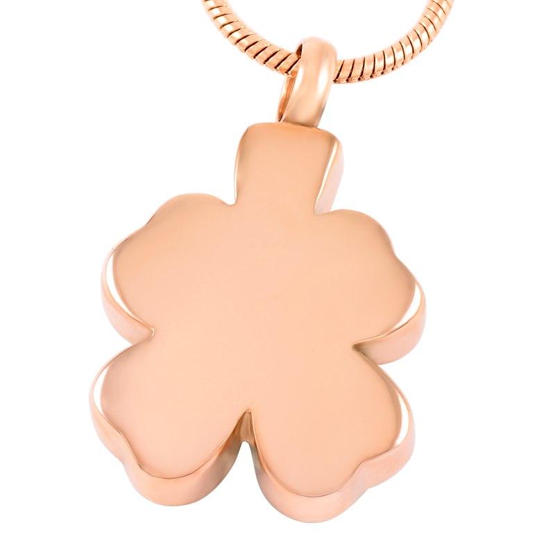 Cremation Necklace - Four Leaf Clover Cremation Urn Necklace With Rhinestones