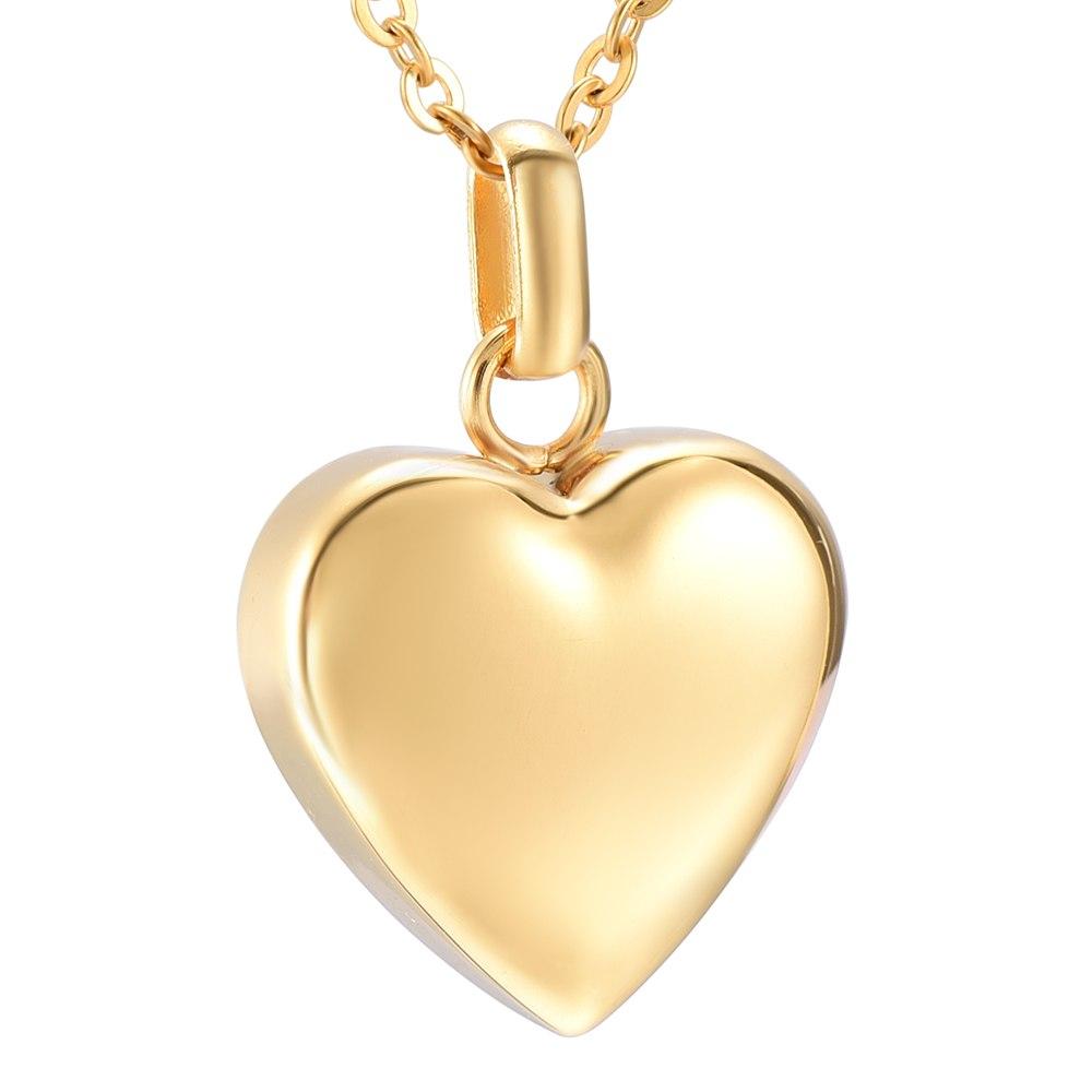 Cremation Necklace - Gold/Silver High Polished Heart Cremation Urn Necklace