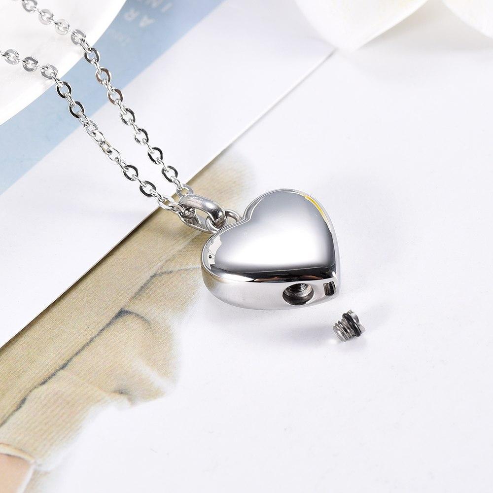 Cremation Necklace - Gold/Silver High Polished Heart Cremation Urn Necklace