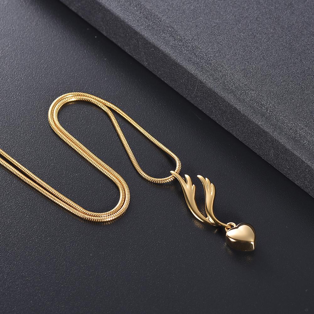 Cremation Necklace - Heart & Angel Wing Cremation Urn Necklace