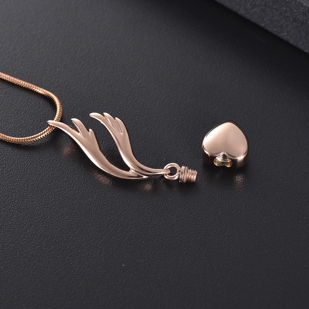 Cremation Necklace - Heart & Angel Wing Cremation Urn Necklace