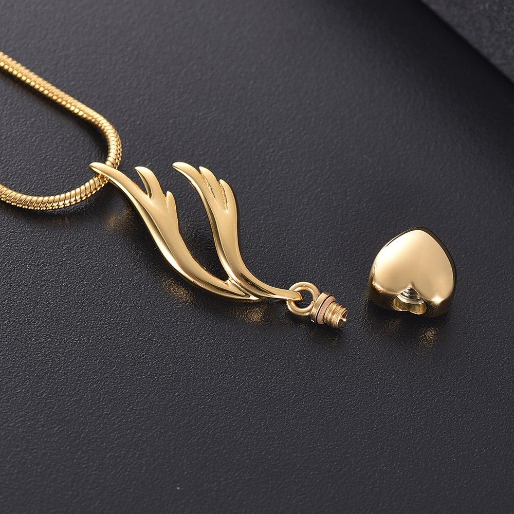 Cremation Necklace - Heart & Angel Wing Cremation Urn Necklace