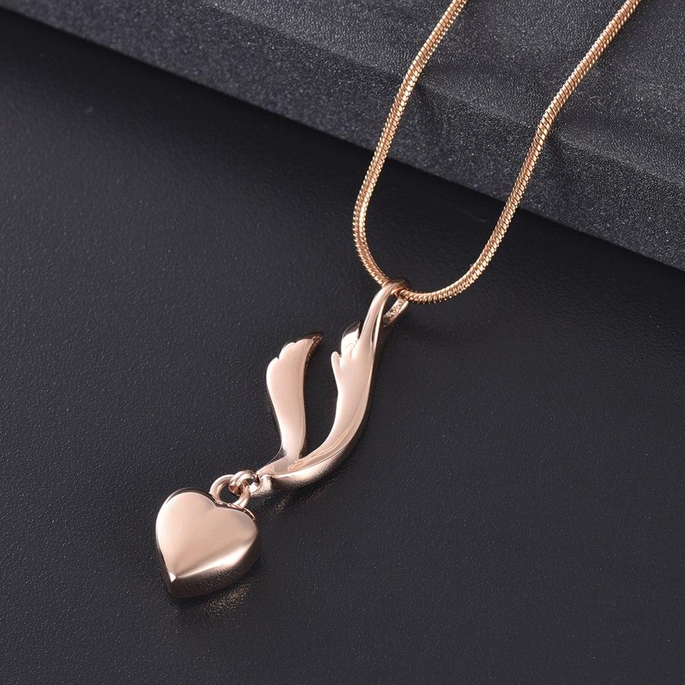Cremation Necklace - Heart & Angel Wing Cremation Urn Necklace