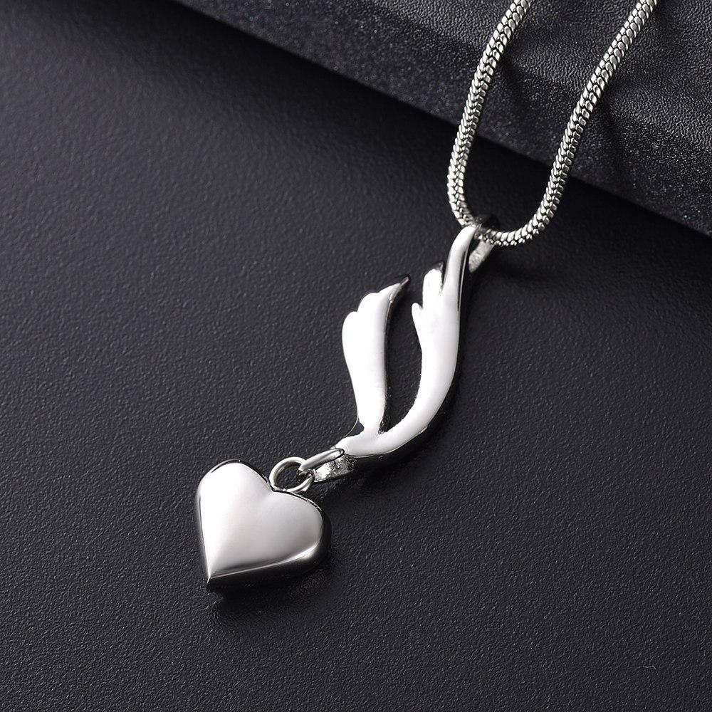 Cremation Necklace - Heart & Angel Wing Cremation Urn Necklace