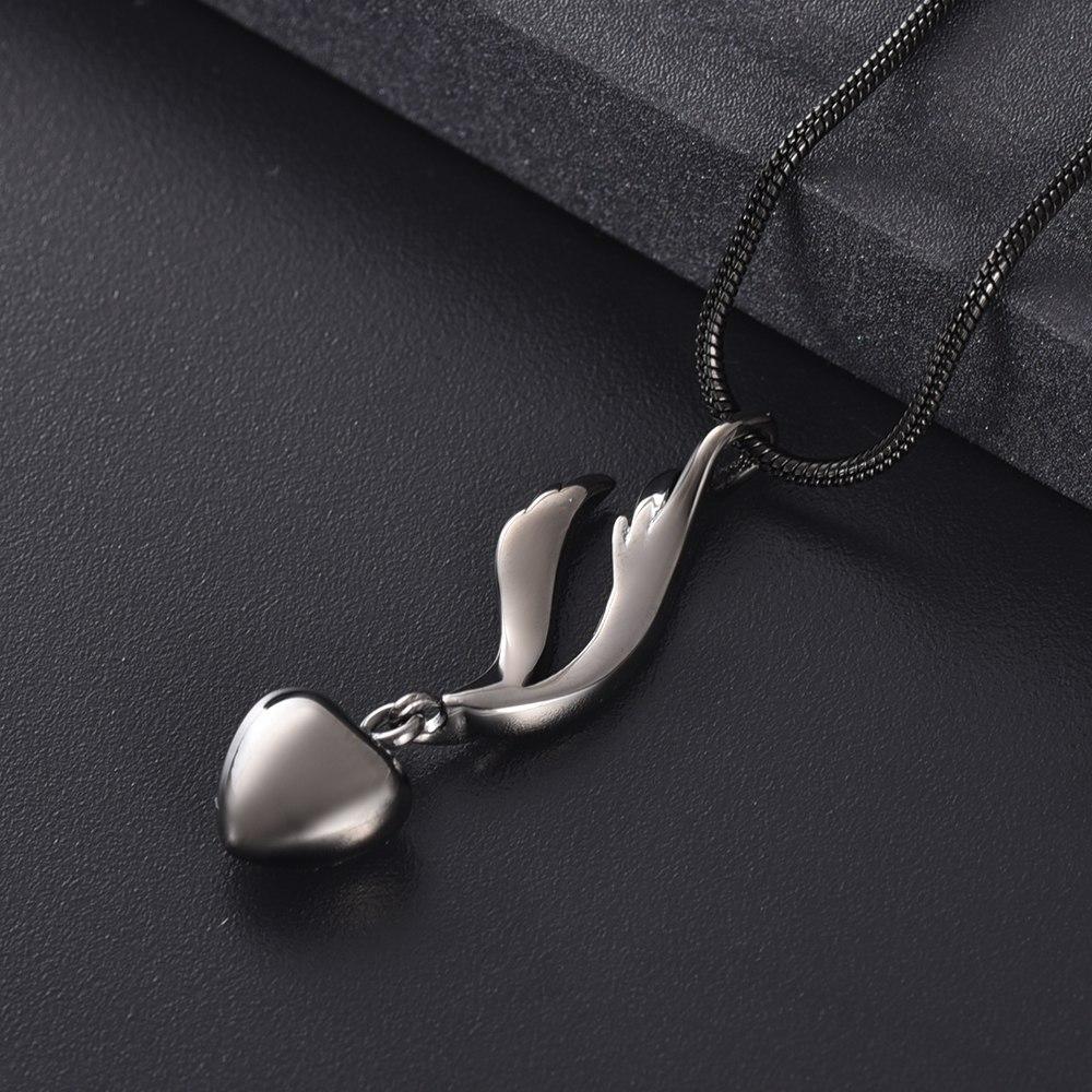 Cremation Necklace - Heart & Angel Wing Cremation Urn Necklace