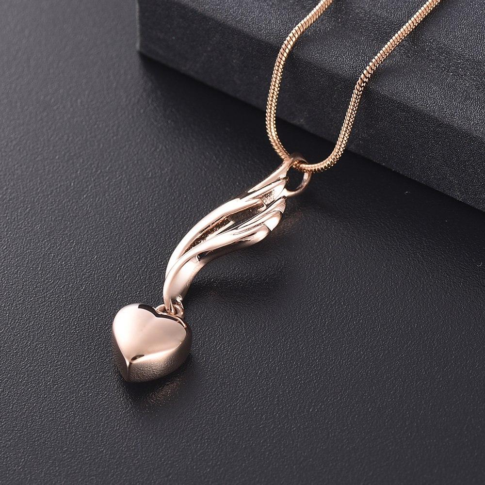 Cremation Necklace - Heart & Angel Wing Cremation Urn Necklace