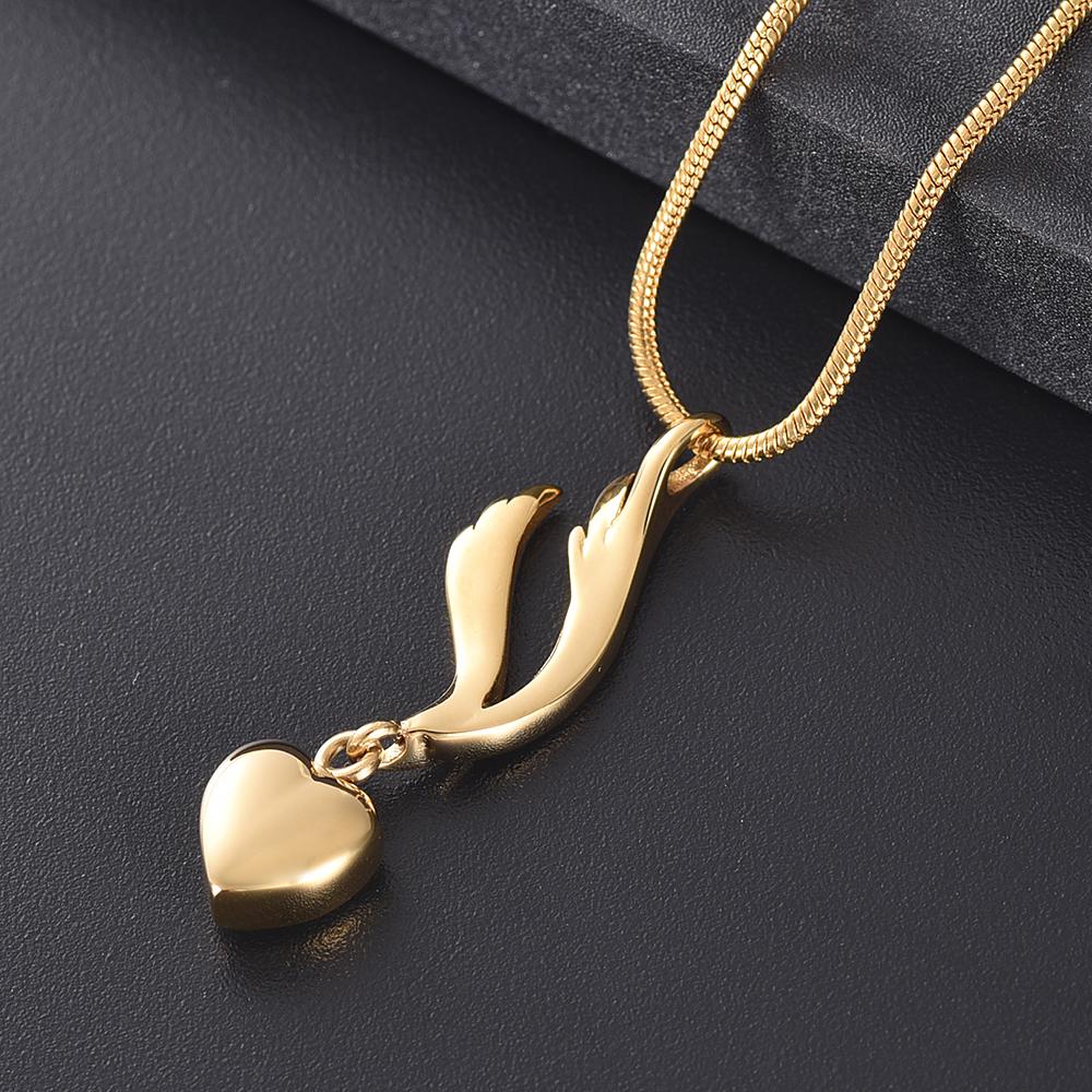 Cremation Necklace - Heart & Angel Wing Cremation Urn Necklace