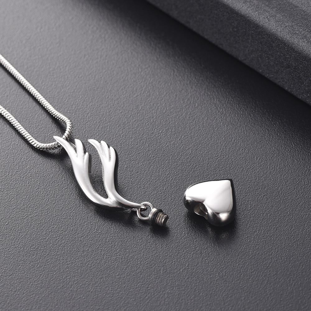 Cremation Necklace - Heart & Angel Wing Cremation Urn Necklace
