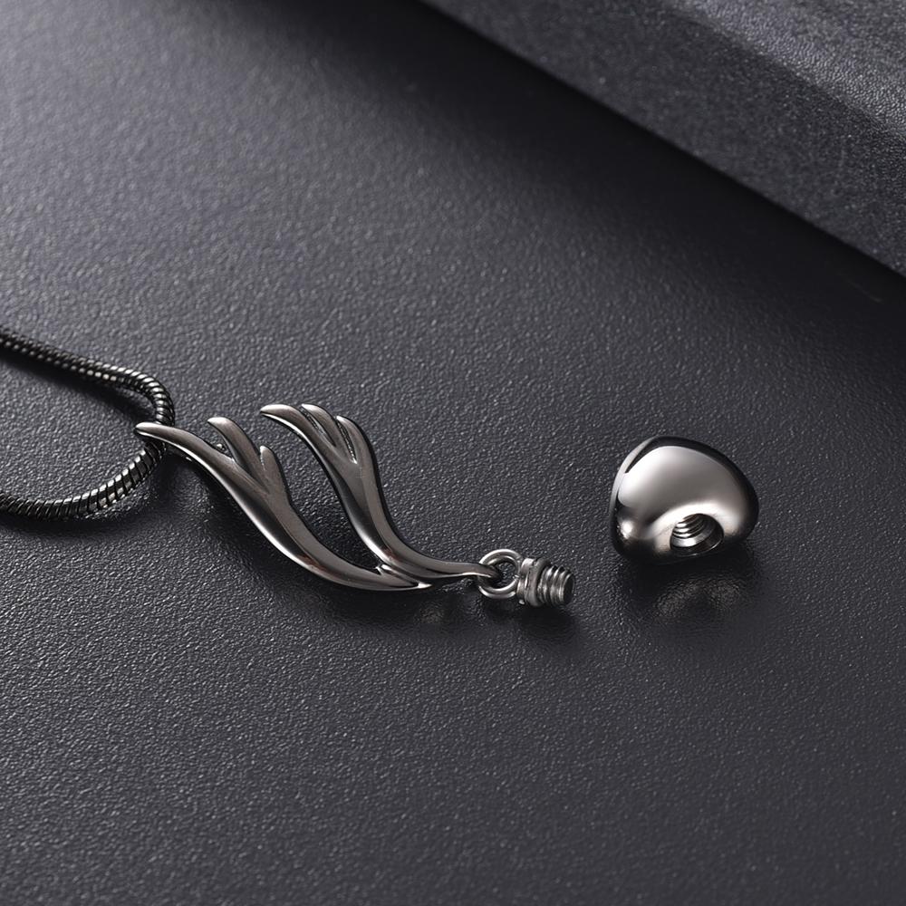 Cremation Necklace - Heart & Angel Wing Cremation Urn Necklace