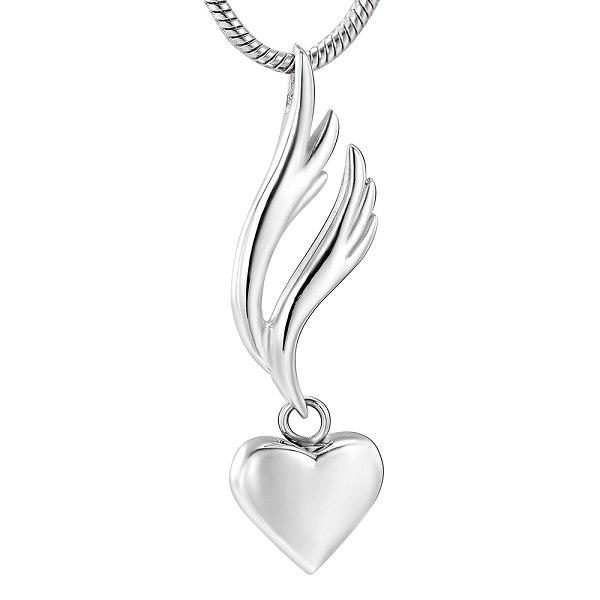 Cremation Necklace - Heart & Angel Wing Cremation Urn Necklace