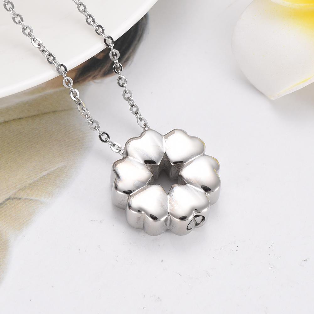 Cremation Necklace - Heart Flower Cremation Urn Necklace