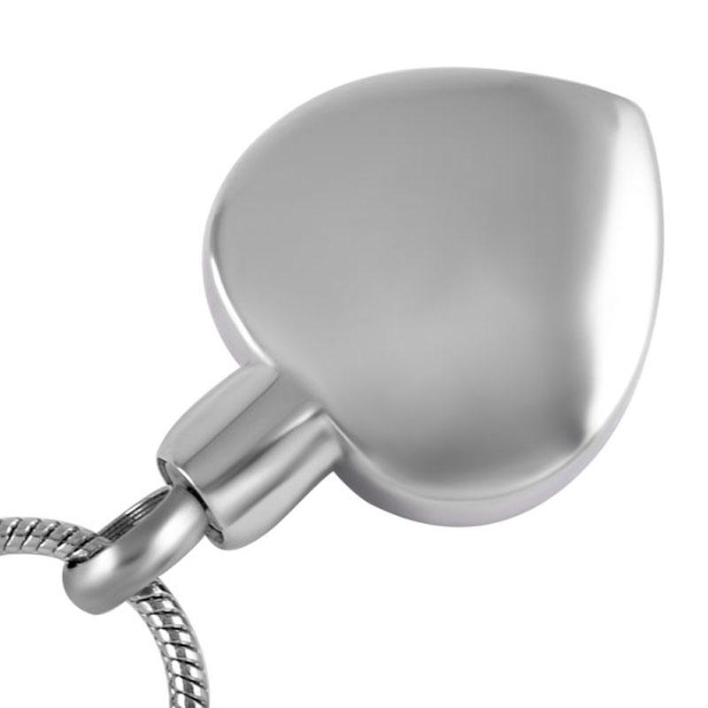 Cremation Necklace - Heart Shaped Cremation Urn Necklace With Blue Rhinestone Flowers