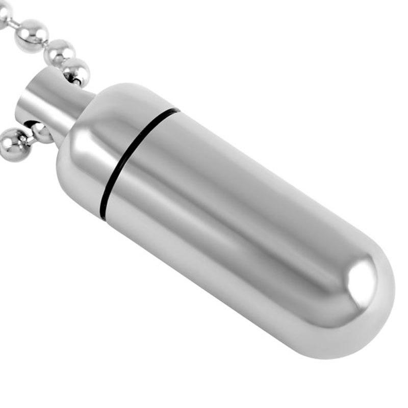Cremation Necklace - High Polished Cylinder Vial Cremation Urn Necklace