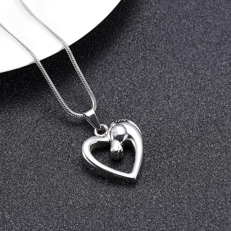 Cremation Necklace - Horse In Heart Cremation Necklace