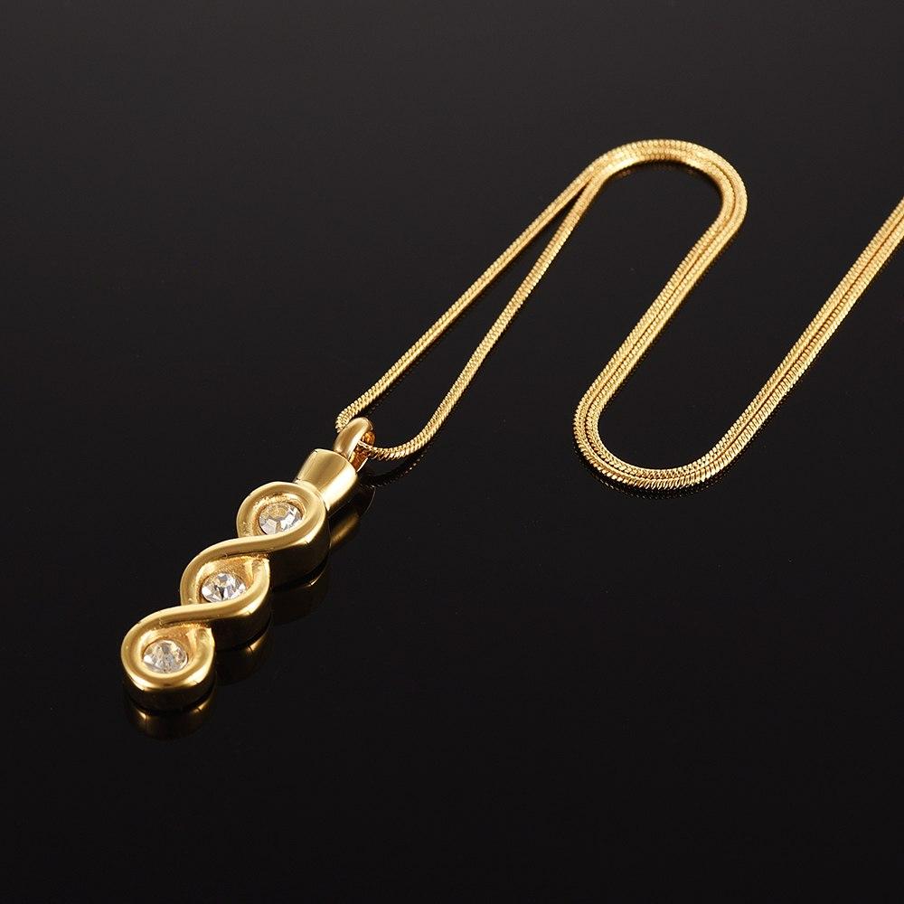 Cremation Necklace - Infinity Gemstone Cremation Urn Necklace With Rhinestones