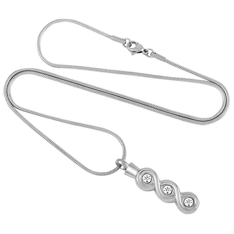 Cremation Necklace - Infinity Gemstone Cremation Urn Necklace With Rhinestones