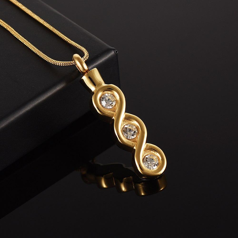 Cremation Necklace - Infinity Gemstone Cremation Urn Necklace With Rhinestones