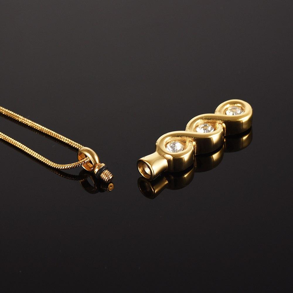 Cremation Necklace - Infinity Gemstone Cremation Urn Necklace With Rhinestones