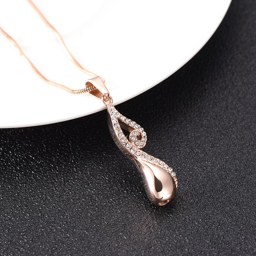 Cremation Necklace - Infinty Teardrop Cremation Urn Necklace With Rhinestones