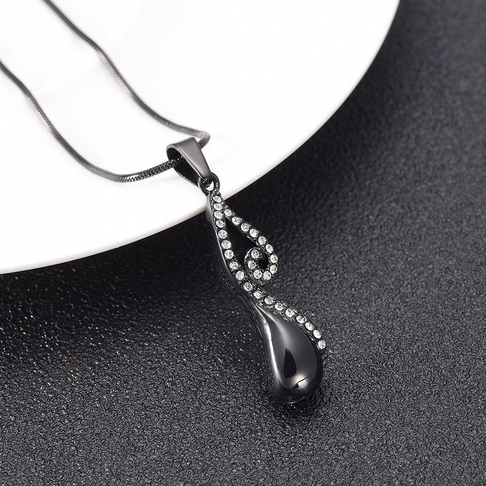 Cremation Necklace - Infinty Teardrop Cremation Urn Necklace With Rhinestones
