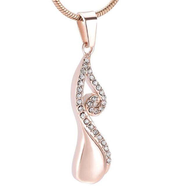 Cremation Necklace - Infinty Teardrop Cremation Urn Necklace With Rhinestones