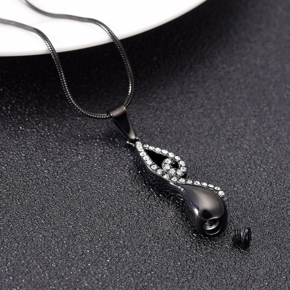 Cremation Necklace - Infinty Teardrop Cremation Urn Necklace With Rhinestones