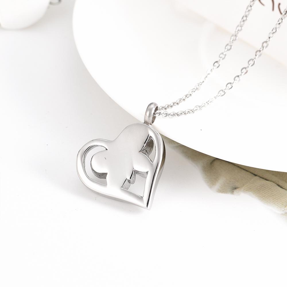 Cremation Necklace - Jeweled Butterfly In Heart Cremation Urn Necklace With Rhinestones