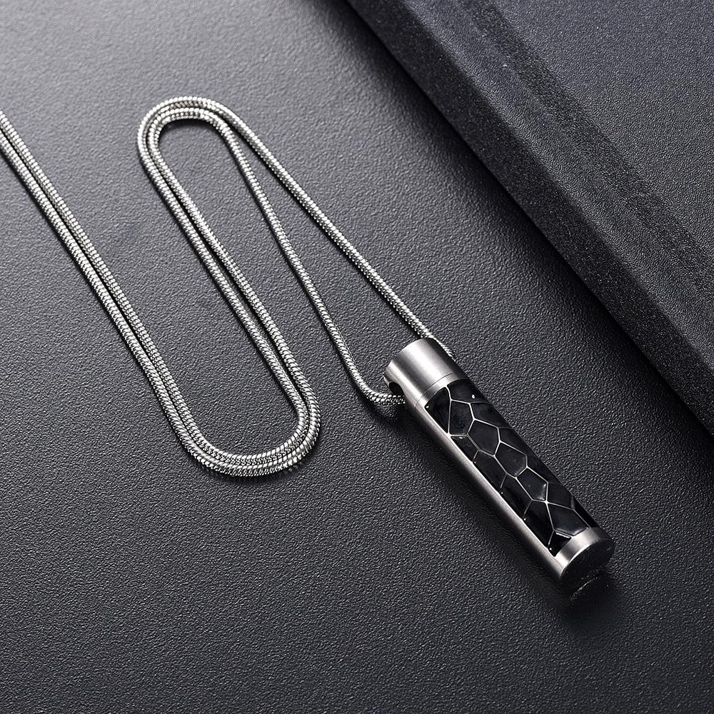 Cremation Necklace - Modern Silver Cylinder Memorial Urn