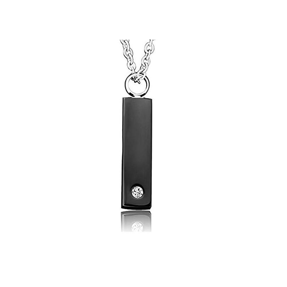 Cremation Necklace - Modern Square Cremation Urn Necklace With Gem Rhinestone