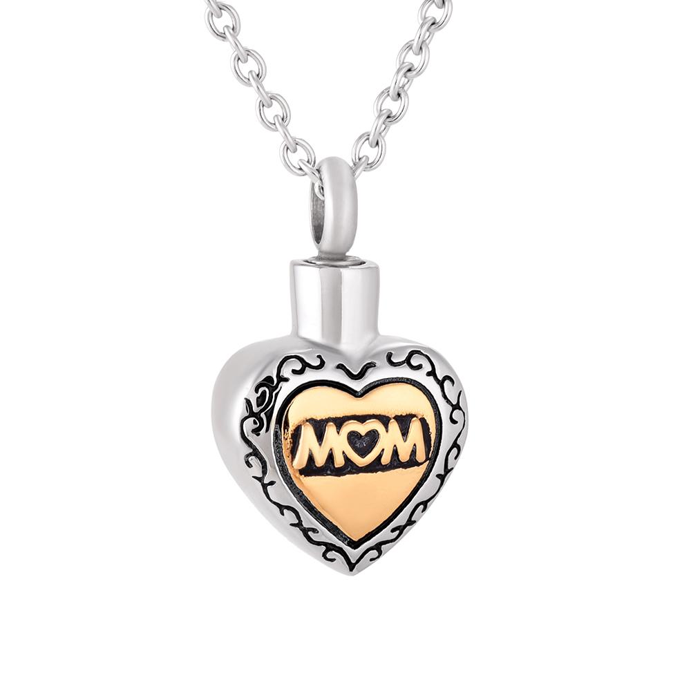 Cremation Necklace - Mom Heart Shaped Cremation Urn Necklace