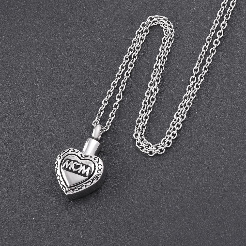 Cremation Necklace - Mom Heart Shaped Cremation Urn Necklace
