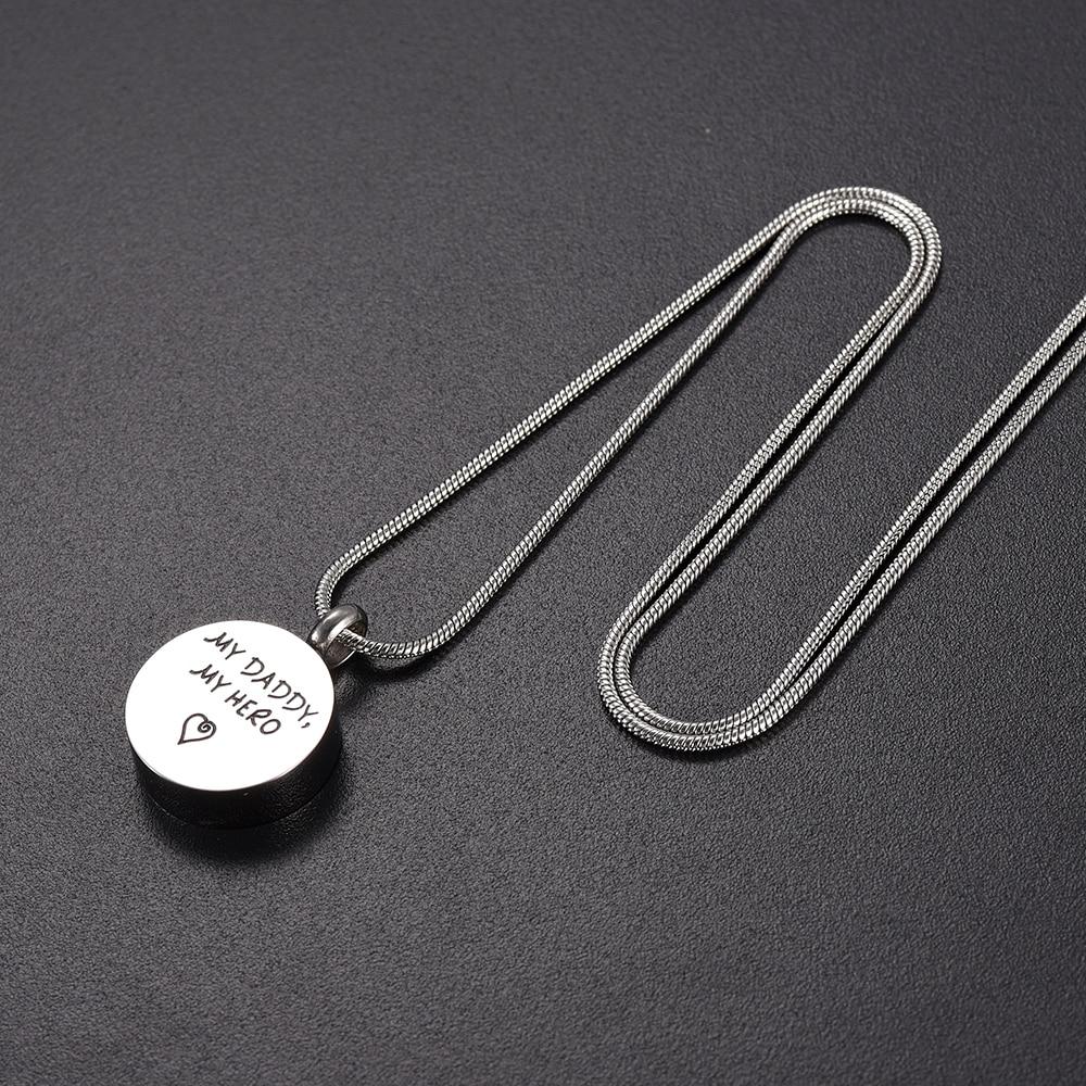 Cremation Necklace - "'My Daddy, My Hero" With Heart Engrave Urn Necklace