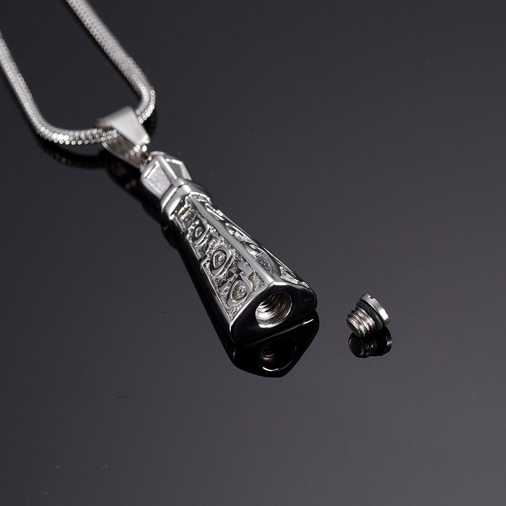Cremation Necklace - Ornate Lighthouse Cremation Urn Necklace
