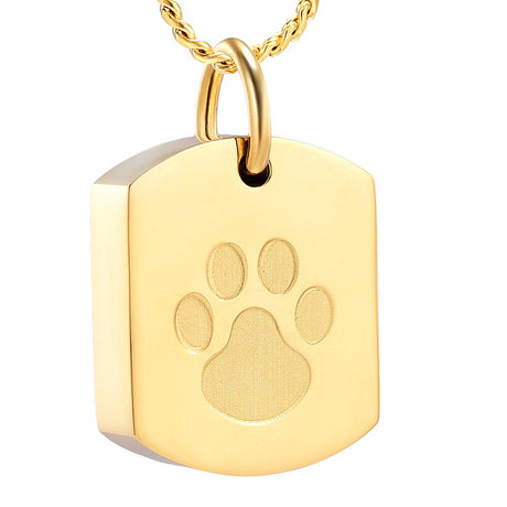 Cremation Necklace - Paw Print Dog Tags Cremation  Necklace