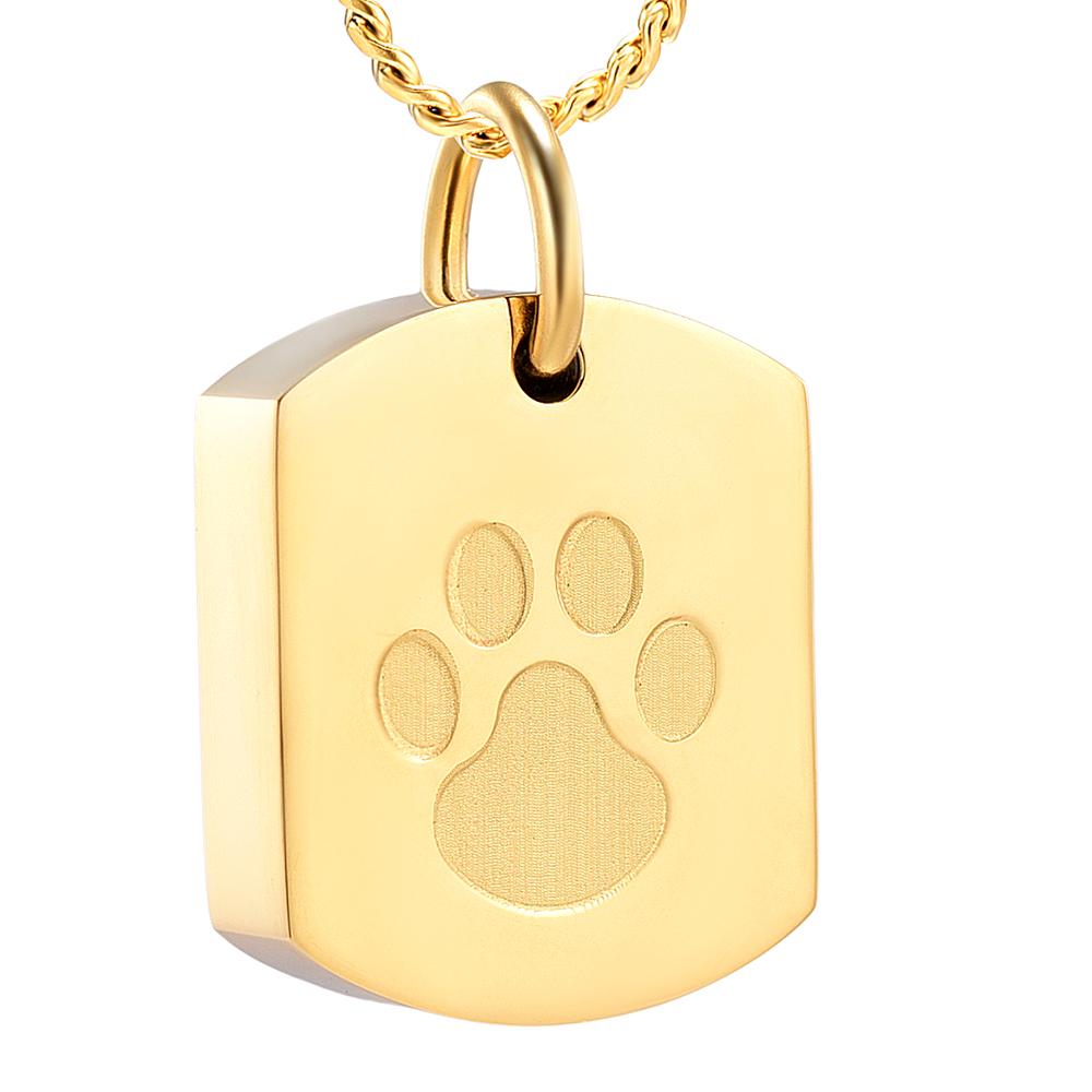 Cremation Necklace - Paw Print Dog Tags Cremation Necklace