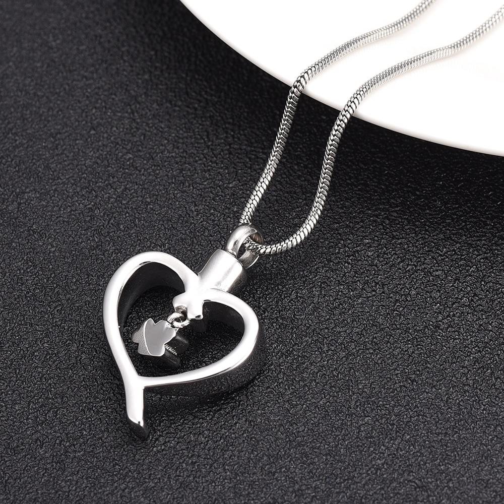 Cremation Necklace - Paw Print In Heart Cremation Urn Necklace