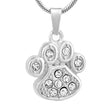 Cremation Necklace - Pet Paw Cremation Urn Necklace With Rhinestones