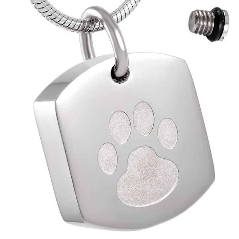 Cremation Necklace - Pet Paw Dog Tag Cremation Urn Necklace