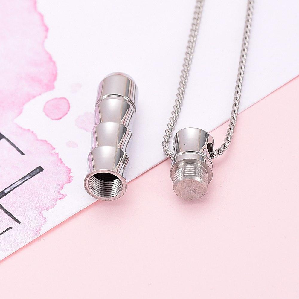 Cremation Necklace - Ribbed Cylinder Tube Cremation Urn Necklace