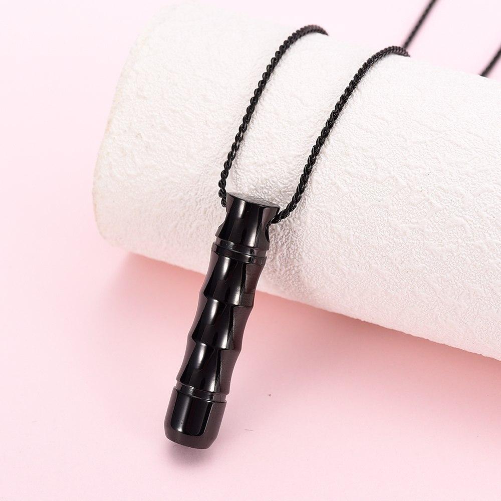 Cremation Necklace - Ribbed Cylinder Tube Cremation Urn Necklace