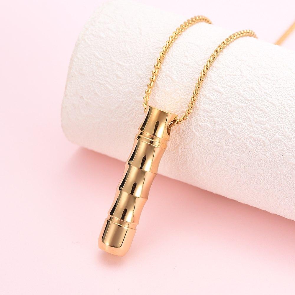 Cremation Necklace - Ribbed Cylinder Tube Cremation Urn Necklace